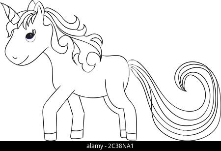 isolé, unicorn, contours, pages de coloriage de livre Illustration de Vecteur