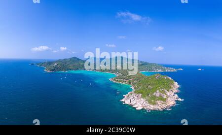 Vue aérienne de la magnifique île de Koh Tao en Thaïlande Banque D'Images