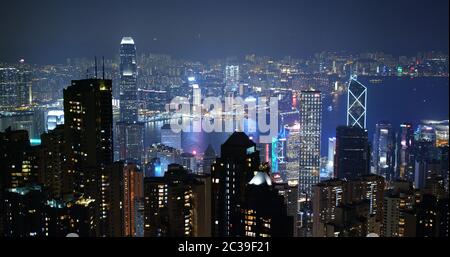 The Peak, Hong Kong 06 octobre 2019 : ville de Hong Kong la nuit Banque D'Images
