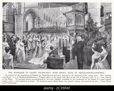 Le mariage de la reine Wilhelmina avec Henry, duc de Mecklembourg -Schwerin, 7 février 1901. Banque D'Images