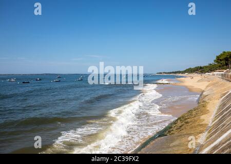 Bateaux amarrés dans la baie d'Arcachon, Gironde, France Banque D'Images