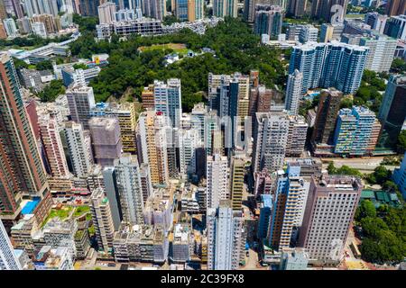 Mong Kok, Hong Kong 10 septembre 2019 : vue de dessus de la ville de Hong Kong Banque D'Images