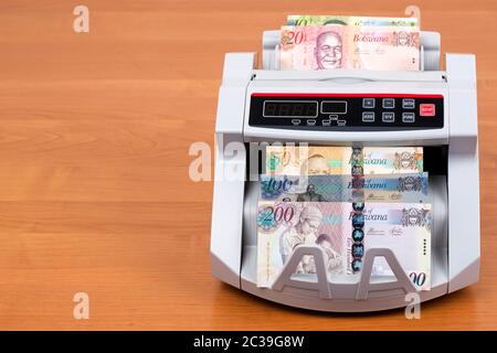 Botswana pula - l'argent dans une machine de comptage Banque D'Images