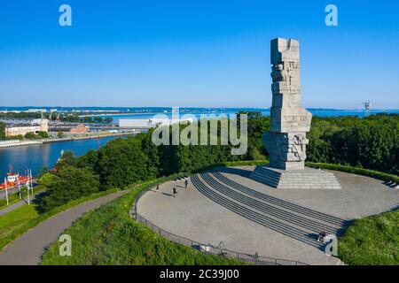 GDANSK, POLOGNE - 17 JUIN 2020 : vue aérienne du monument Westerplatte en mémoire des défenseurs polonais. La bataille de Westerplatte était l'une des premières Banque D'Images