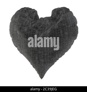 Oreiller doux gris en forme de coeur Banque D'Images