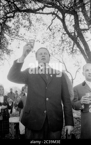 Chasse par force à Salzbourg en 1965 : adresse du maître de chasse. Banque D'Images