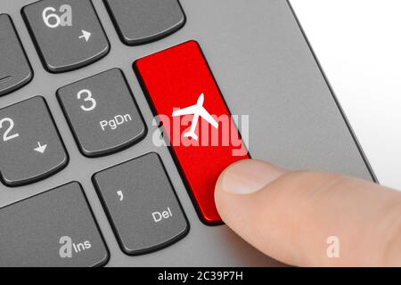 Clavier de l'ordinateur avec clé Avion Banque D'Images