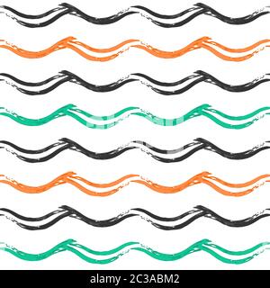 Motif sans couture avec vagues dessinées à la main. Texture répétée avec des traits de pinceau ondulés. Illustration de Vecteur
