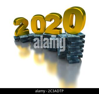 L'économie brésilienne en 2020 (isolé sur fond blanc) Banque D'Images