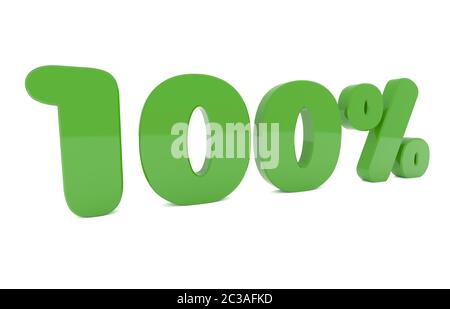 Cent pour cent vert sur fond blanc, penser vert ord 100  % green energy concept, rendu 3D Banque D'Images
