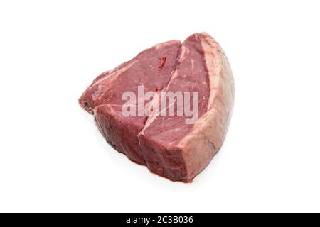 steak de 16oz épais coupé sur fond blanc de studio. Banque D'Images