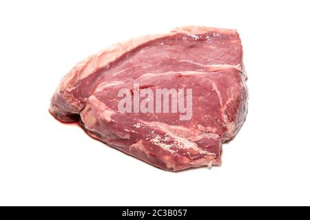 steak de 16oz épais coupé sur fond blanc de studio. Banque D'Images