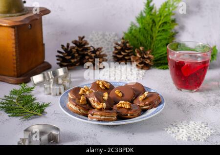 Cookies tchèques de noël traditionnels, photo de style vintage Banque D'Images