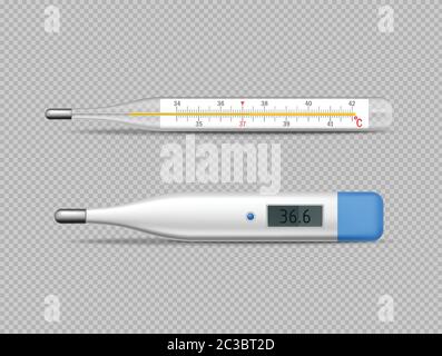 Thermomètre classique et illustration numérique Vector Realistic 3d Illustration de Vecteur