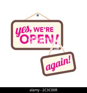 Icône de signe ouvert de couleur isolée sur blanc. Illustration vectorielle. Illustration de Vecteur