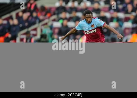 Londres, GROSSBRITANNIEN. 29 février 2020. Firo: 29.01.2020 football, PREMIER LEAGUE, saison 2019/2020, West Ham United - Liverpool FC West Ham United Defender Jeremy Ngakia (52) | usage Worldwide Credit: dpa/Alay Live News Banque D'Images