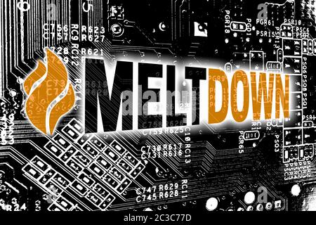 Meltdown avec circuit board background concept. Banque D'Images