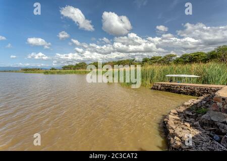 Paysage du lac Chamo dans la région des nations, Nationalités et peuples du sud de l'Éthiopie. Afrique Wilderness Banque D'Images