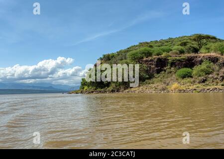 Paysage du lac Chamo dans la région des nations, Nationalités et peuples du sud de l'Éthiopie. Afrique Wilderness Banque D'Images