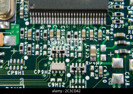 Avis sur carte mère informatique pièces détachées. Pour l'utilisation ou la texture d'arrière-plan Banque D'Images