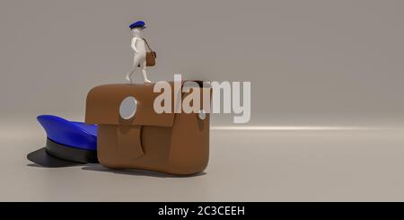 Illustrateur tridimensionnel, rendu tridimensionnel du caractère blanc du Postman. Banque D'Images