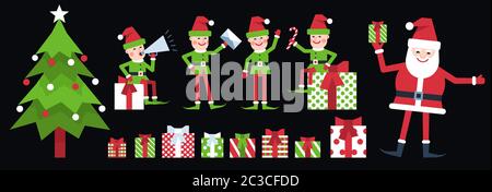 Elf de Noël - pose d'aide de Santa Illustration de Vecteur
