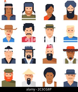 Portrait avatar de personnes de différentes races et nationalités Illustration de Vecteur