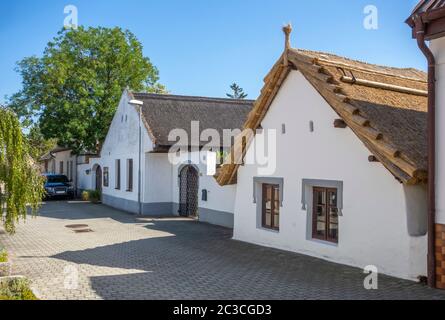 Un paysage idyllique avec des maisons traditionnelles à Apetlon, une ville dans une zone nommée Burgenland en Autriche Banque D'Images