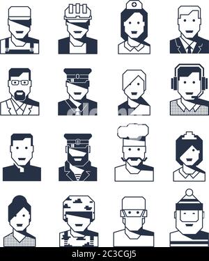 Portraits de personnes de différentes professions Illustration de Vecteur
