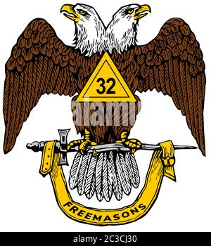 scottish rite york freemasonry mason maître 32 degrés société d'illustration Banque D'Images