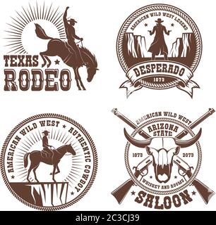 Cowboy Wild West rodeo logo vintage Illustration de Vecteur