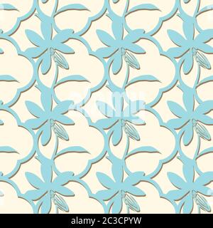 quatrefoil avec fleurs motif vectoriel sans couture Illustration de Vecteur