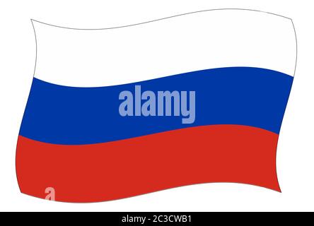 Rouge Blanc et bleu moderne rayures d'un drapeau russe dans le vent Banque D'Images