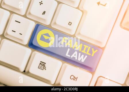 Affiche textuelle indiquant le droit de la famille. Photo d'entreprise corps de texte de la pratique juridique traitant de questions de ménage intérieur Banque D'Images