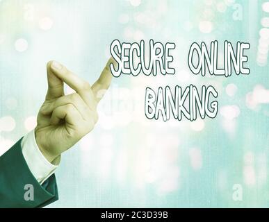 Texte d'écriture Secure Online Banking. Photo conceptuelle protéger la banque numérique pour les transactions sur Internet Banque D'Images