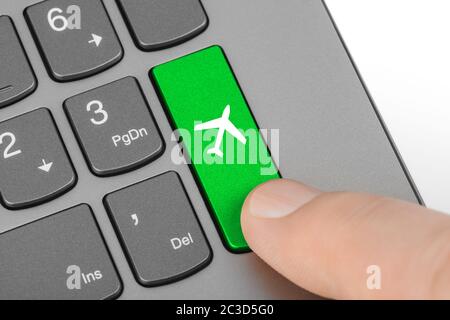 Clavier de l'ordinateur avec clé Avion Banque D'Images