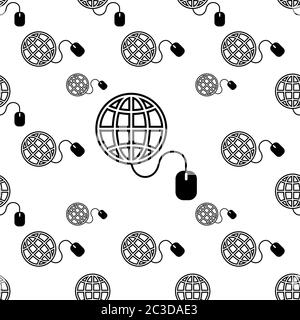 Accédez à Web Seamless Pattern, Globe Icon, Cursor Arrow Vector Art Illustration Illustration de Vecteur