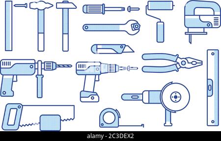 Jeu d'outils de travail Illustration de Vecteur