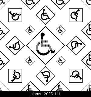 Signalisation pour handicap Schéma sans couture, illustration vectorielle désactivée Illustration de Vecteur