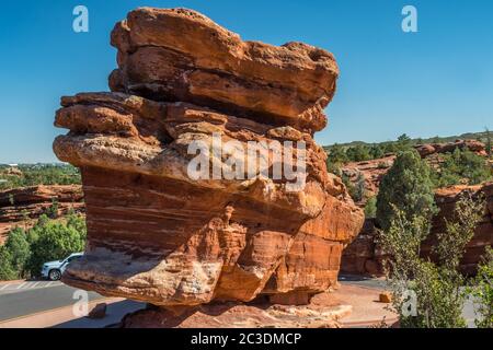 The Balanced Rock à Colorado Springs, Colorado Banque D'Images