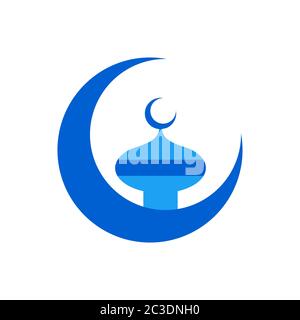 symbole de ramadan vecteur de conception. eid mubarak croissant de lune islamique avec mosquée. Illustration de Vecteur