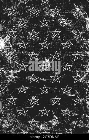Motif de gringe avec des esquisses étoiles sur la surface des rayures. Fond vertical noir et blanc. Illustration de Vecteur