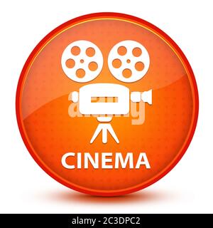 Icône de cinéma isolée sur une étoile brillante orange bouton rond illustration abstraite Banque D'Images