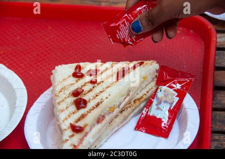 Un sandwich au fromage est un sandwich de base généralement fait avec une ou plusieurs variétés de fromage sur n'importe quelle sorte de pain Banque D'Images