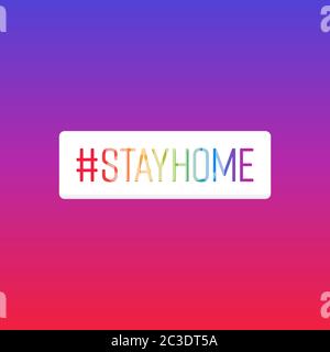 hashtag rester à la maison. modèle vectoriel coloré. Illustration de Vecteur
