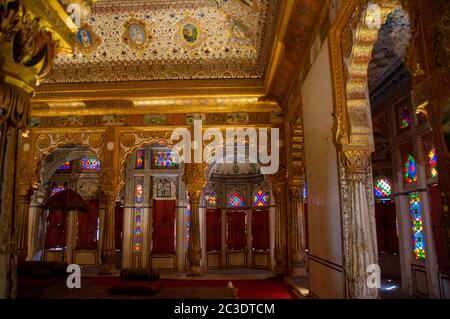 décoration intérieure de la chambre queen size de mehrangarh fort Banque D'Images