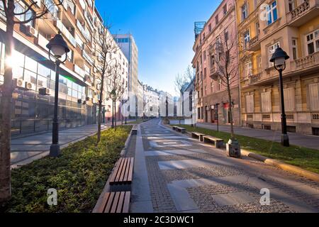 Belgrade. Les rues pavées de la ville historique de Beograd ont vue Banque D'Images