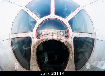 cockpit d'un vieil avion en gros plan Banque D'Images