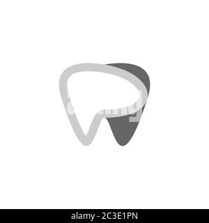 Logo soins dentaires. Dent avec concept de lettre P, isolée sur fond blanc. Illustration de Vecteur