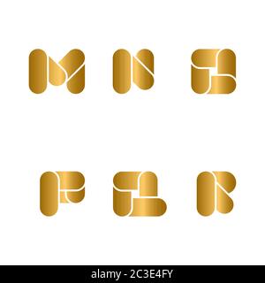 Ensemble de la lettre initiale logo, brillant or font design concept, isolé sur fond blanc. Illustration de Vecteur